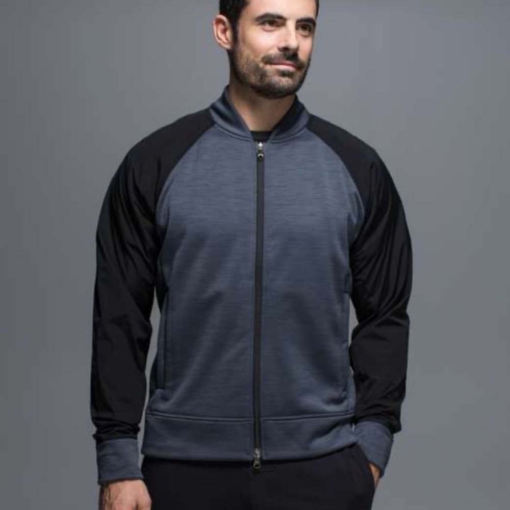 Lululemon Revolution Bomber Men's Stylish Black and Gray Bomber Jacket